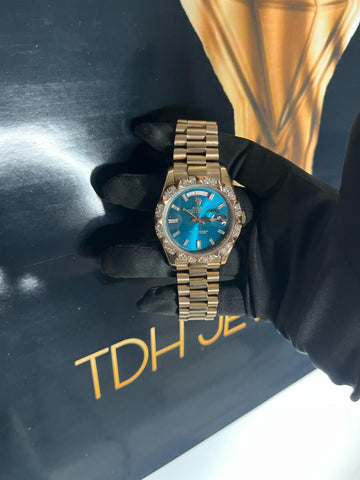 Rolex Day-Date – Blue Dial with Diamond Bezel