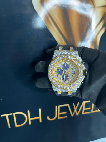 Gold and Silver Two-Tone Chronograph Style Luxury Watch