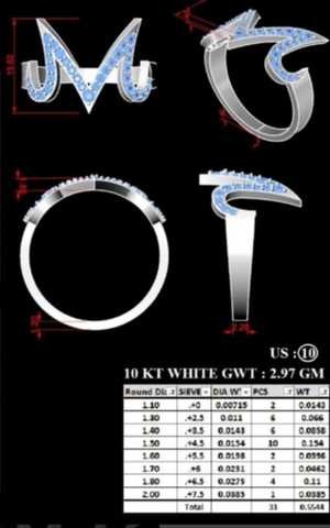 2 custom solid 10k rings with VVS1 diamonds