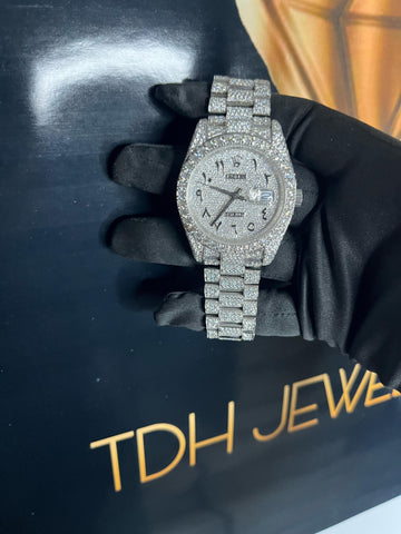 Classic 41mm Fully Iced Out Rolex w/ Arabic Dial