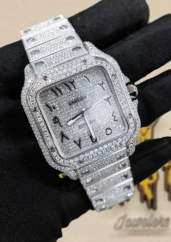 Iced Out Cartier Arabic Dial