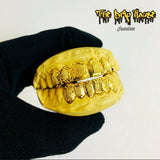 6 top and bottom 18k gold with diamond dust