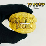 6 top and bottom 18k gold with diamond dust