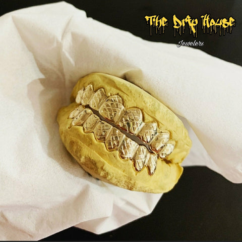 8 bottom 8 top diamond cut 14k gold Grillz