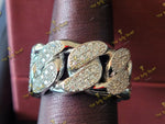 925 Sterling Silver Moissanite Cuban Link Ring