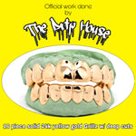 Custom 8x8 solid 24k yellow gold teeth with perm cuts